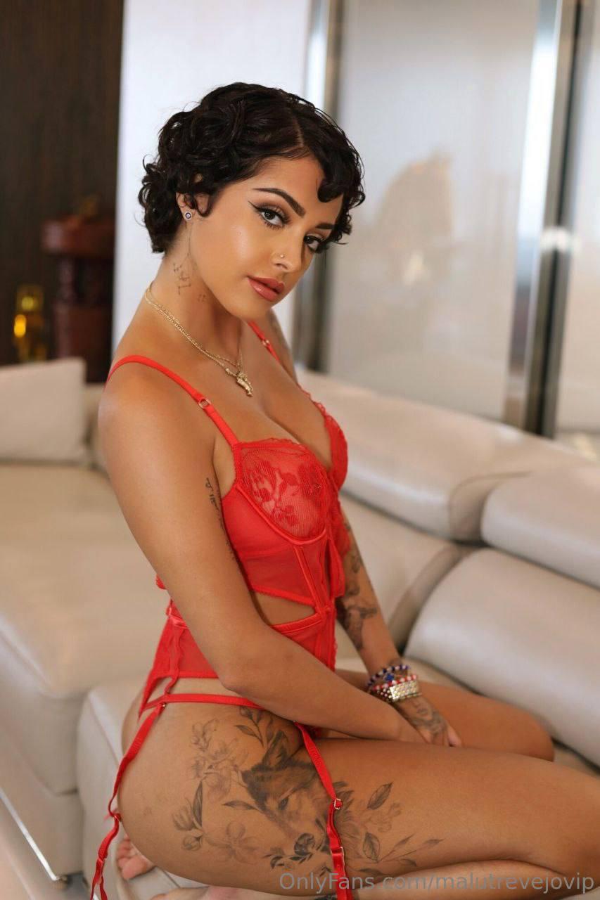 Malu Trevejo Sexy Red Lingerie Onlyfans Set Leaked